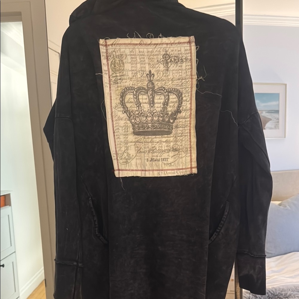 Nu Vintage distressed crown hoodie cardigan